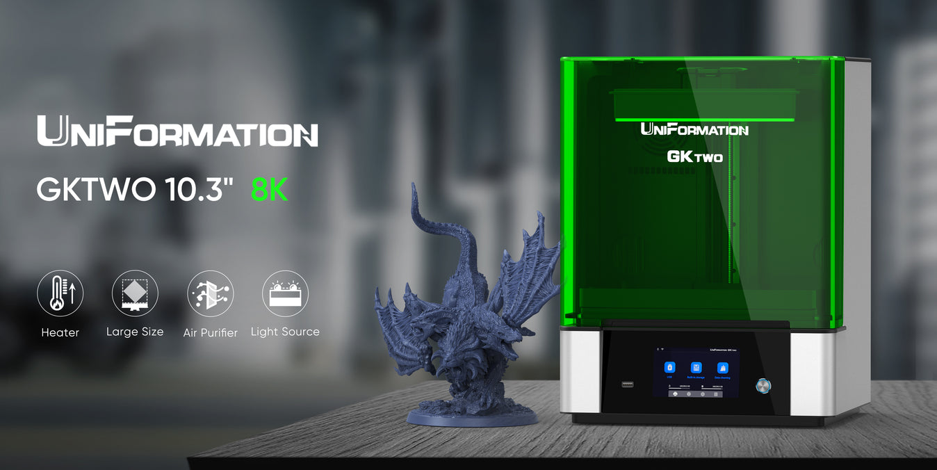 [视频] UniFormation GKtwo 8K 10.3英寸LCD光固化3D打印机