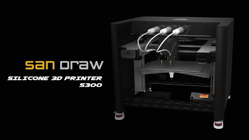 [视频] San Draw S300：第一台能搭配水溶性支撐材料的FAM硅胶3D打印机